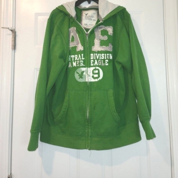 American Eagle Vintage Jacket boys2XL green front zipper Vintage fit - Picture 1 of 6